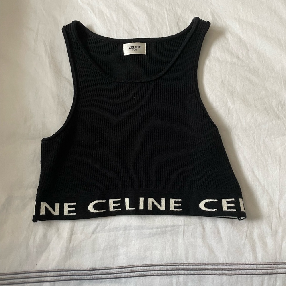 Celine black and white crop top tank